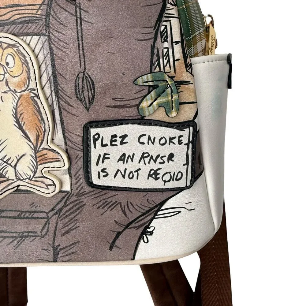 Disney Backpack Winnie the Pooh Danielle Nicole Owl's House Door Plaid Mini - Picture 4 of 11